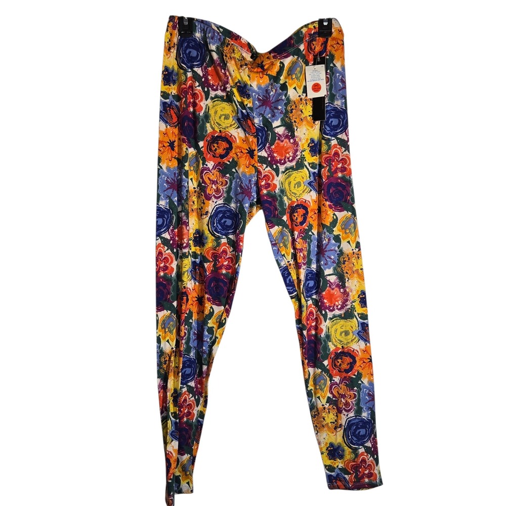 Just One Womens Floral Print Leggings Multi-Color Stretch Pants Size 2X NWT